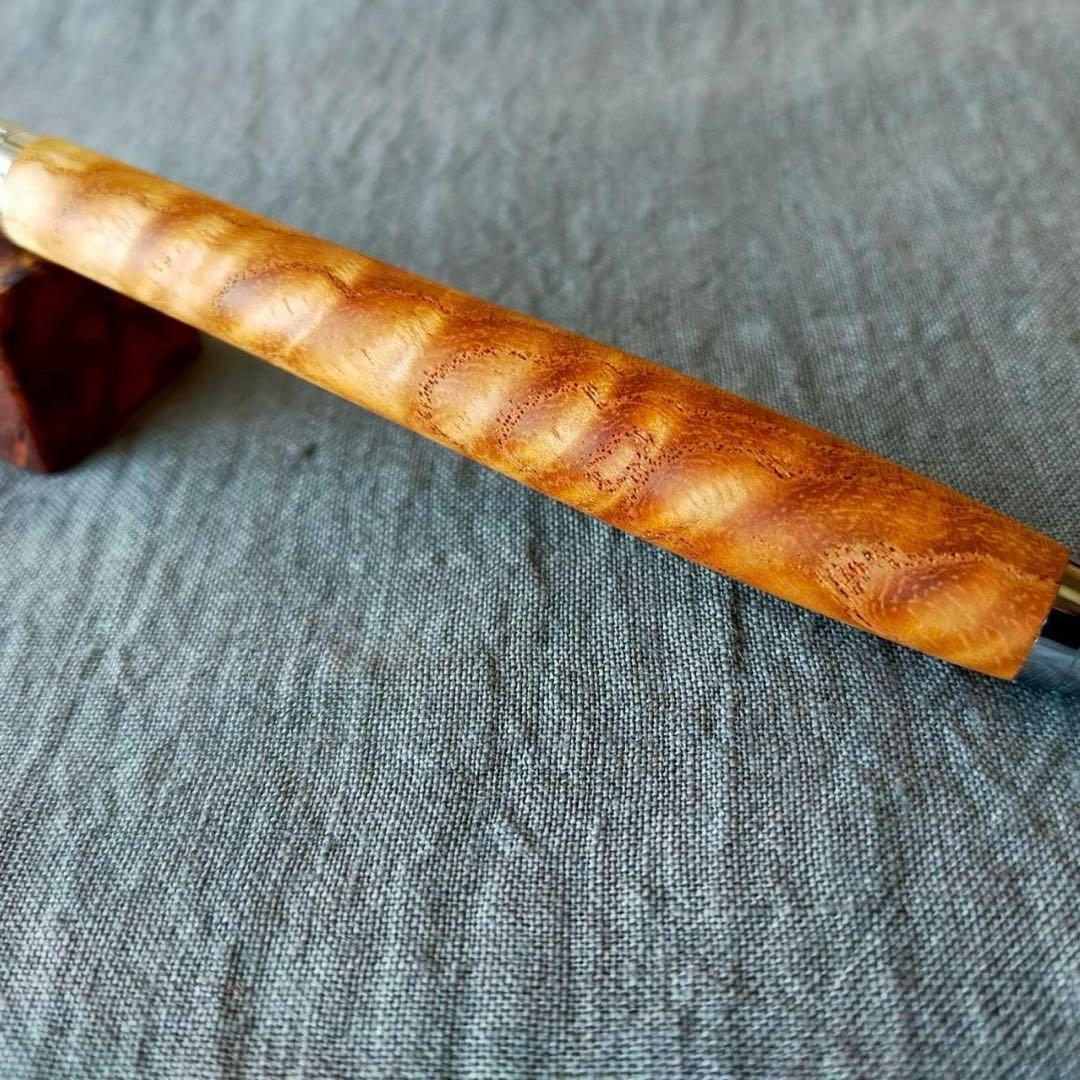 栴檀 縮杢 ハンドメイド 木軸ボールペン G2 天然木 シルバー