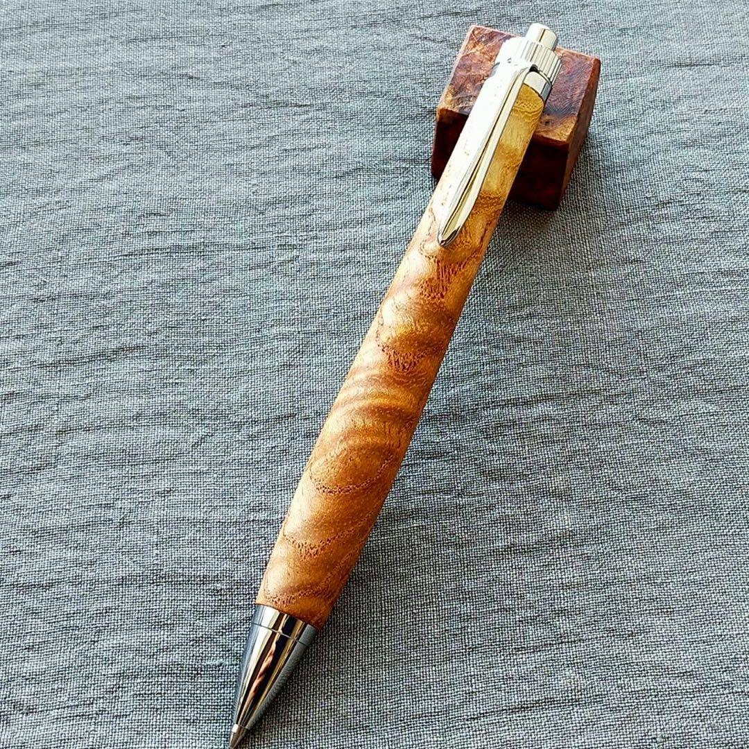 栴檀 縮杢 ハンドメイド 木軸ボールペン G2 天然木 シルバー