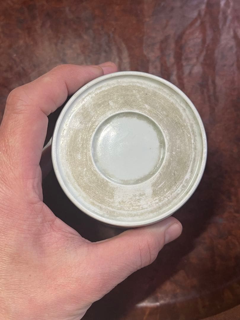 古伊万里 蕎麦猪口 賢人 仙人 人物 蘇轍 印判 宝珠 軍配 団扇 経巻 宝