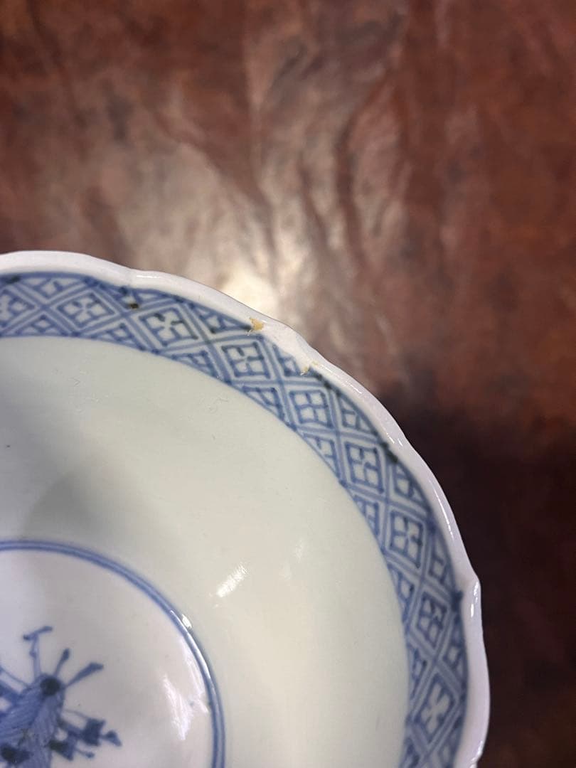 古伊万里 蕎麦猪口 賢人 仙人 人物 蘇轍 印判 宝珠 軍配 団扇 経巻 宝