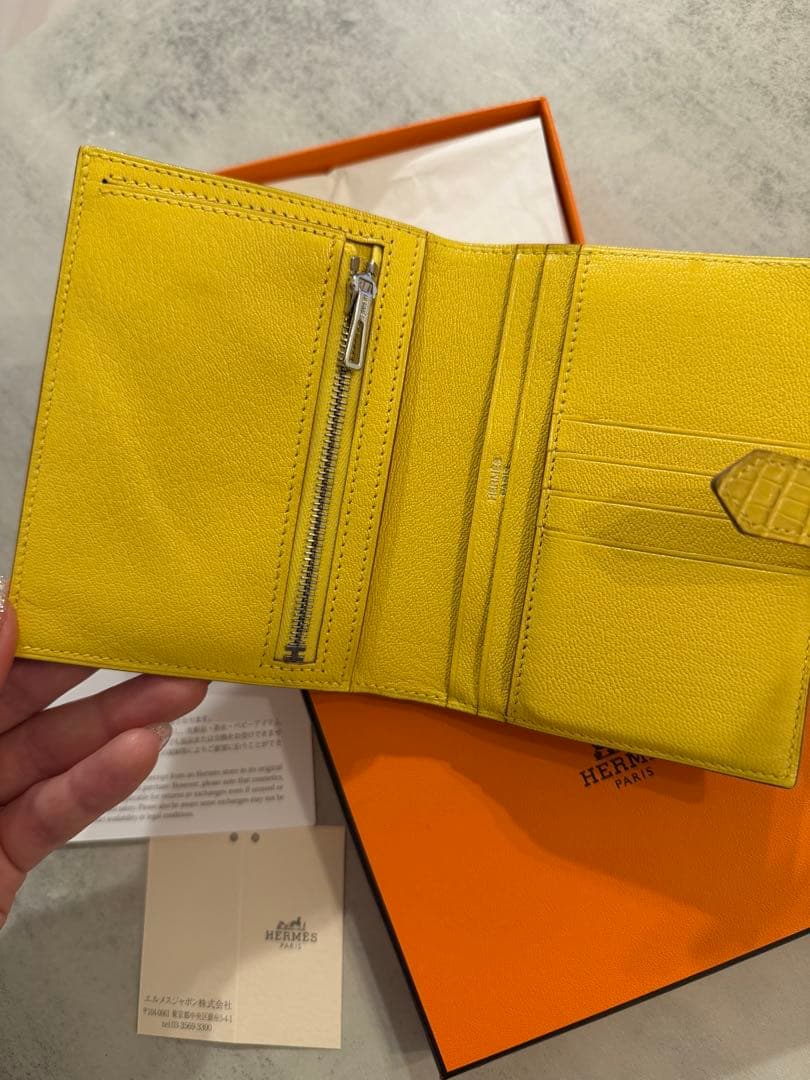 【たらこ】エルメス★HERMES ベアンコンパクト★クロコ