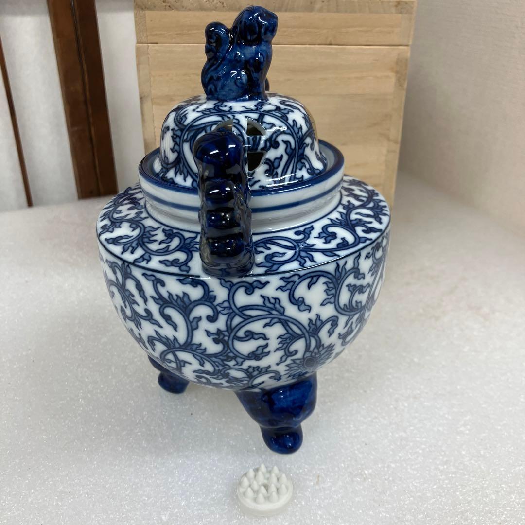 香炉 染付 茶道具 香炉 染付 香炉 烝窯 N223AK 工芸品