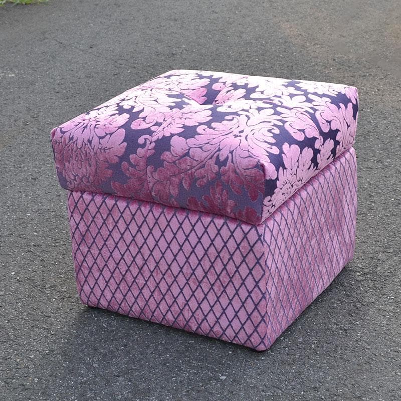 値下げ！ ロココ調 ローズファブリックスツール 収納 パープルピンク 便利