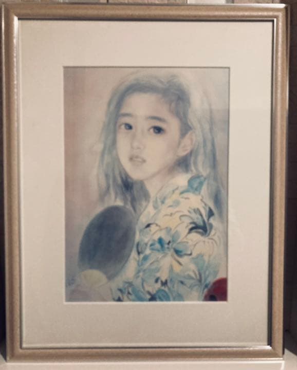 原画】おおた慶文 水彩画「星影のまなざし」少女画額装付