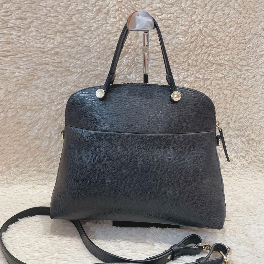 【極美品】 FURLA パイパーS ハンドバッグ 2way ショルダーバッグ 黒