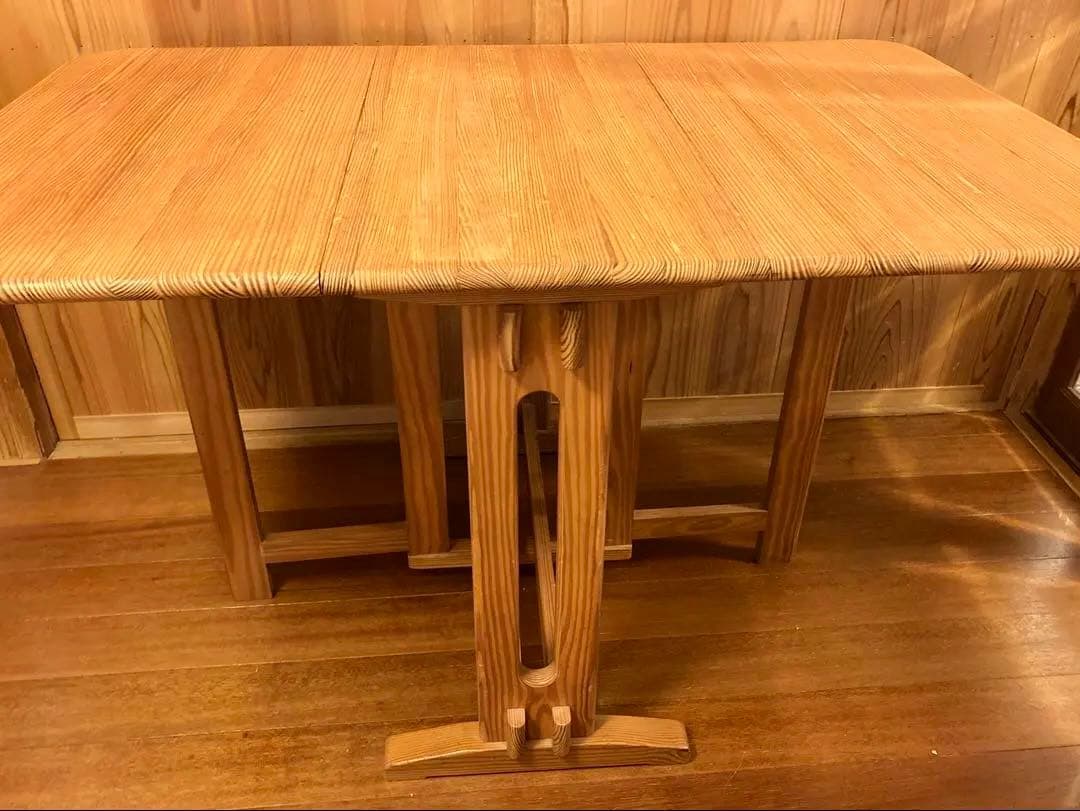 ヴィンテージ　木製　バタフライテーブル　古家具　折りたたみ　伸長　ダイニング　机