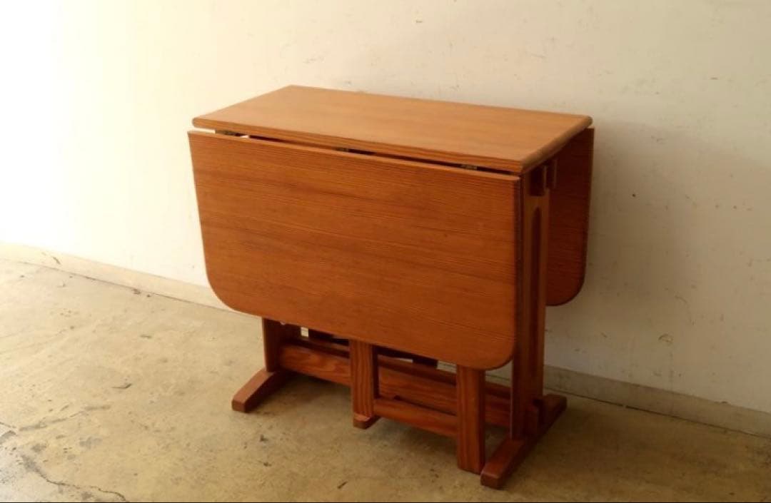 ヴィンテージ　木製　バタフライテーブル　古家具　折りたたみ　伸長　ダイニング　机