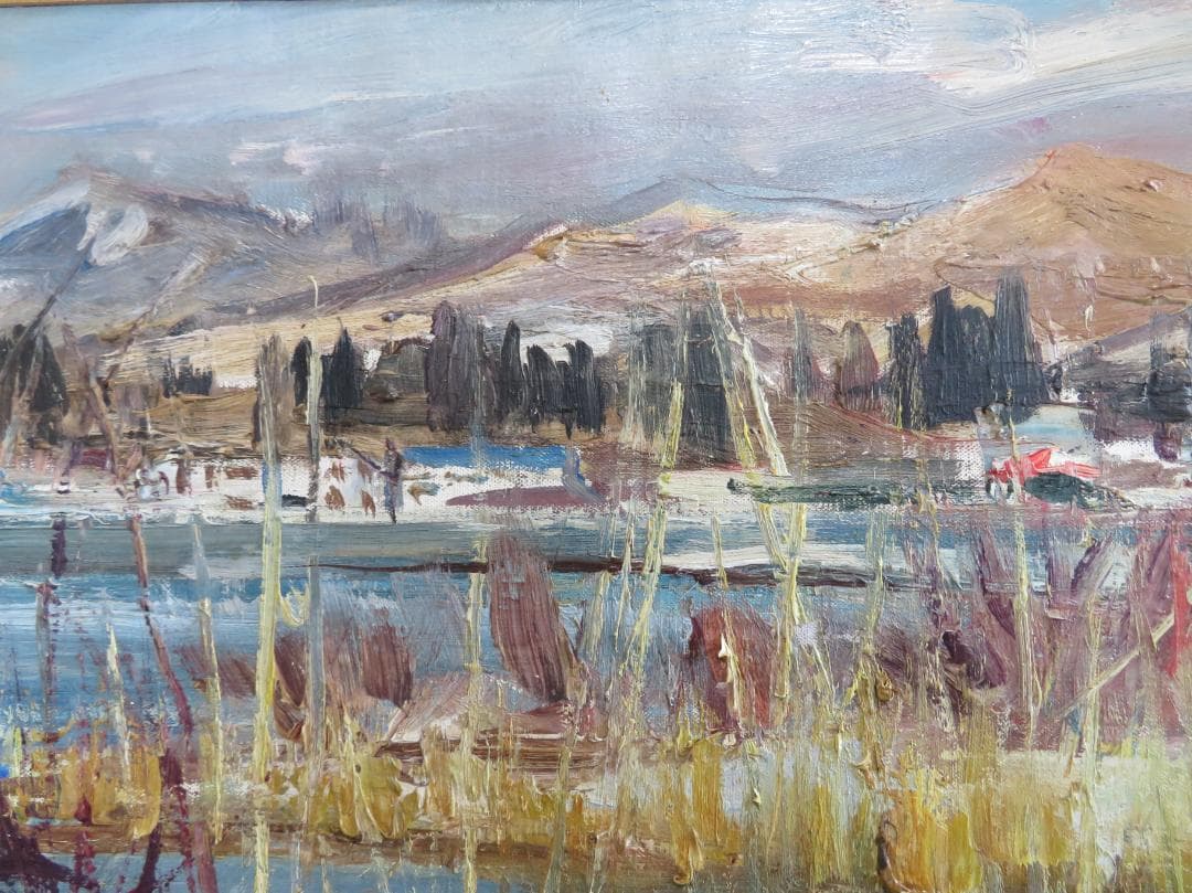 ◆岡田又三郎　「雪の湖畔（山中湖）」　油彩　M10号　日展理事　日本芸術院賞◆