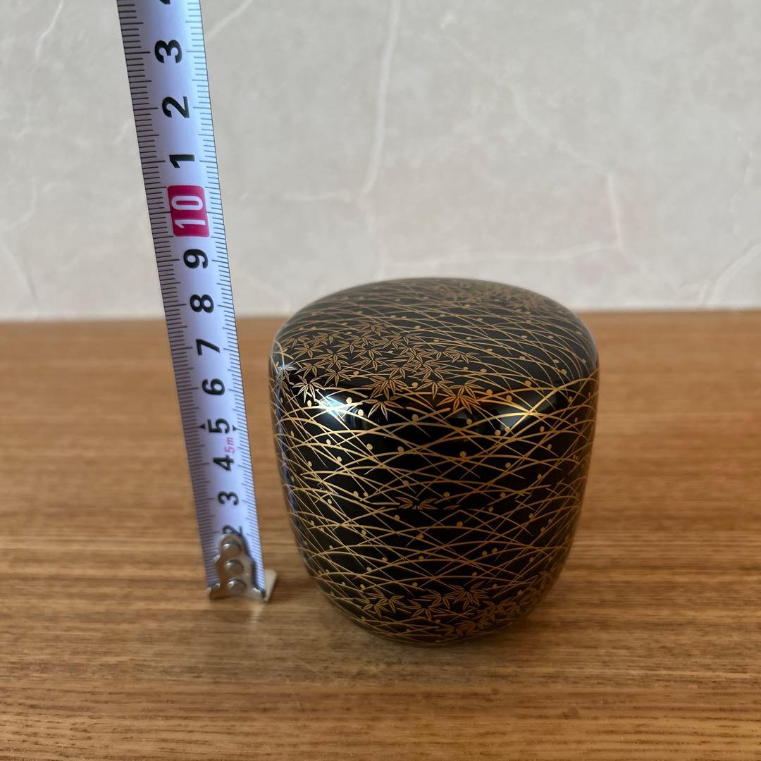 楢原長甫 笹露草蒔絵 黒棗 兼中斎書付 堀内宗完 茶道具 十