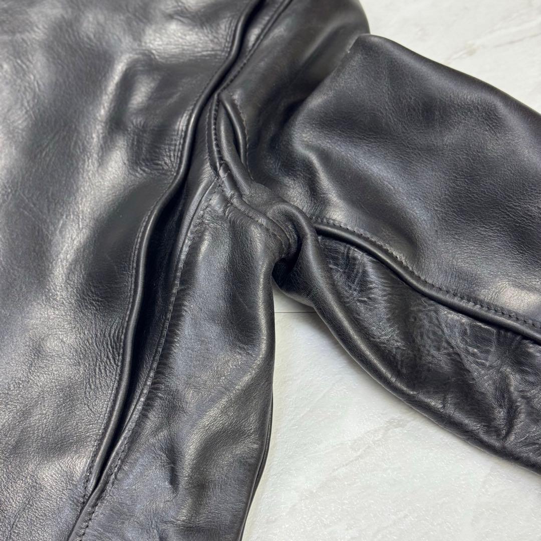 美品 schott 6103us シングルライダース ホーウィンレザー 34 黒