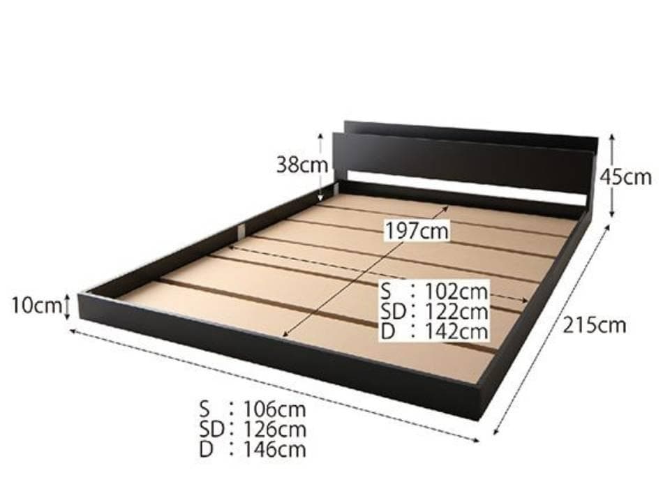 シングルサイズ・棚コンセント付きフロアベッド・ダークグレー 7-12