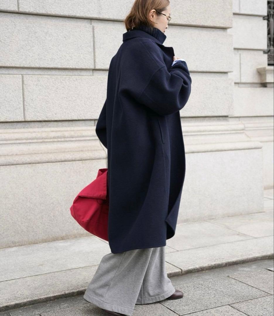 びすけ様専用☆未使用☆ウールアンゴラ リバーコート ネイビー 36