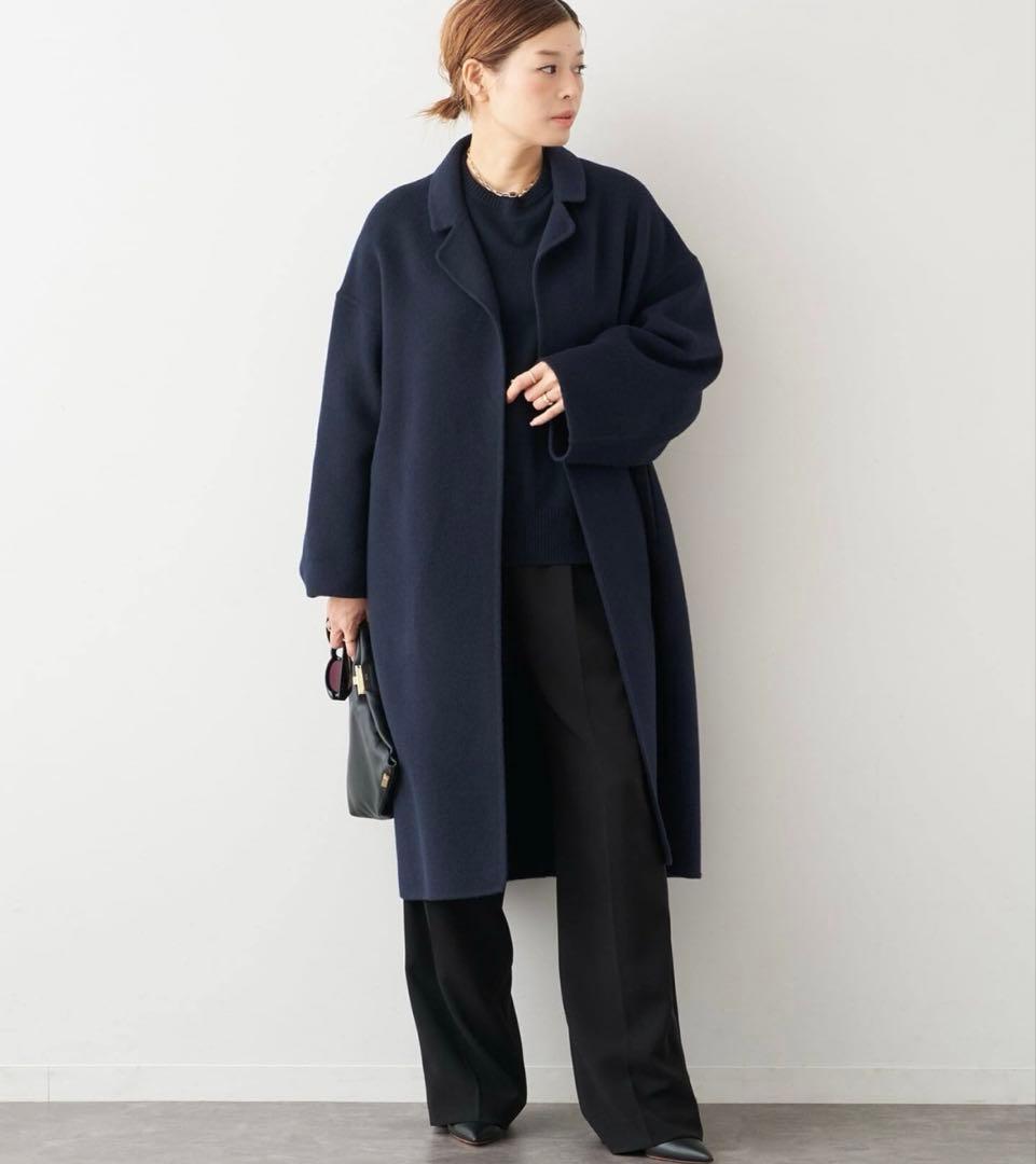 びすけ様専用☆未使用☆ウールアンゴラ リバーコート ネイビー 36