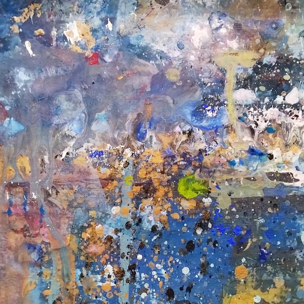 内野隆文　スターリーナイト　絵画　段ボールにアクリル　現代アート　抽象画　額縁