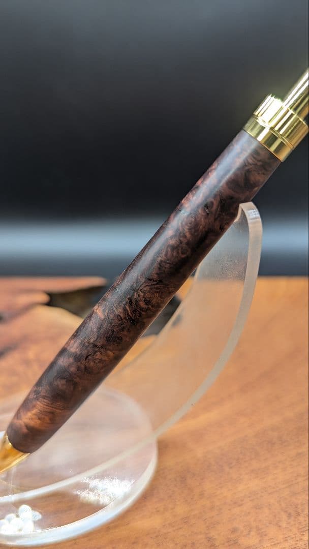 566極上 ホンジュラスローズウッド 瘤杢 木軸シャーペン ボールペンの