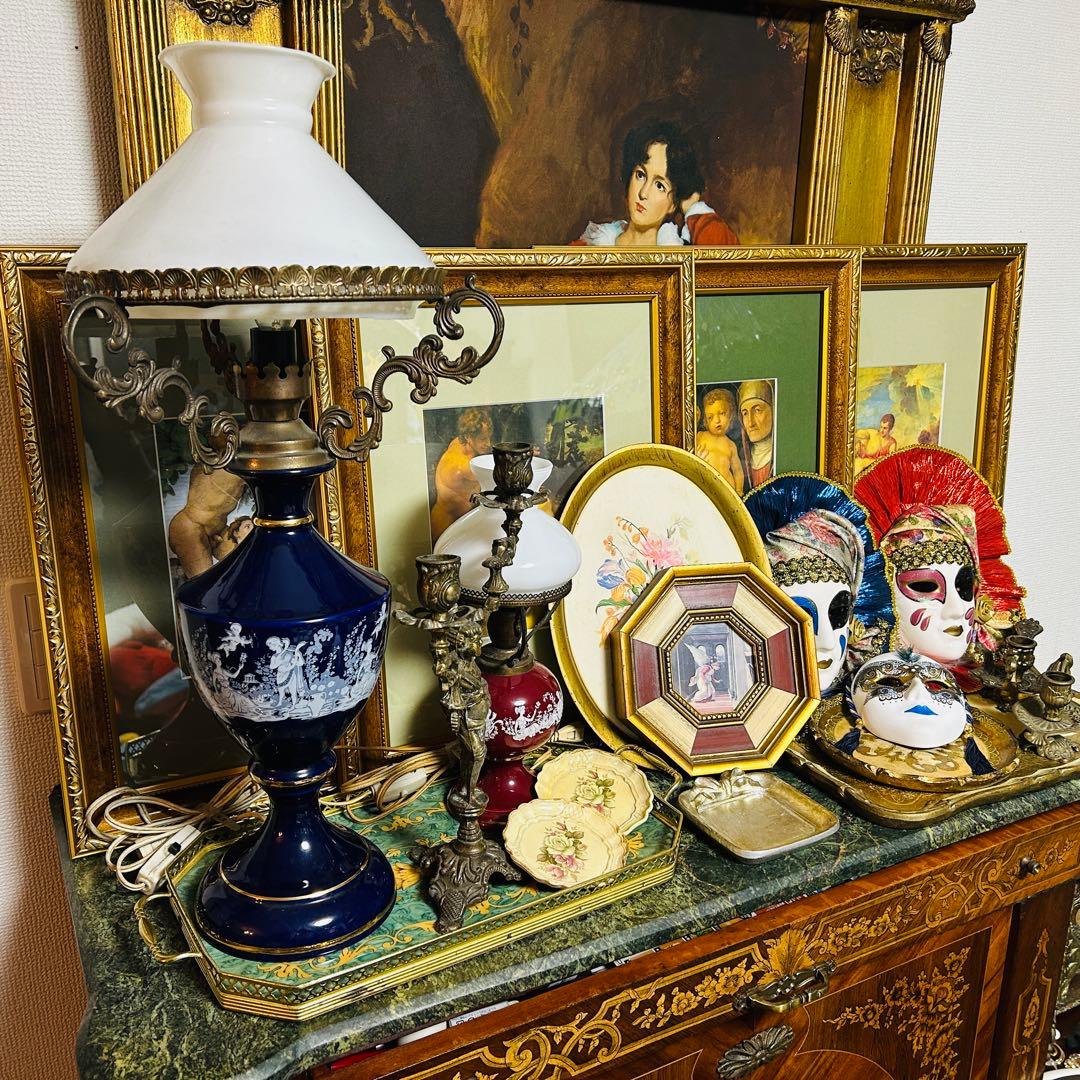 イタリア製　ビンテージ、アンティーク　ランプや小物セット テーブルランプ 照明 デスクランプ おしゃれ イタリア製 アンティーク