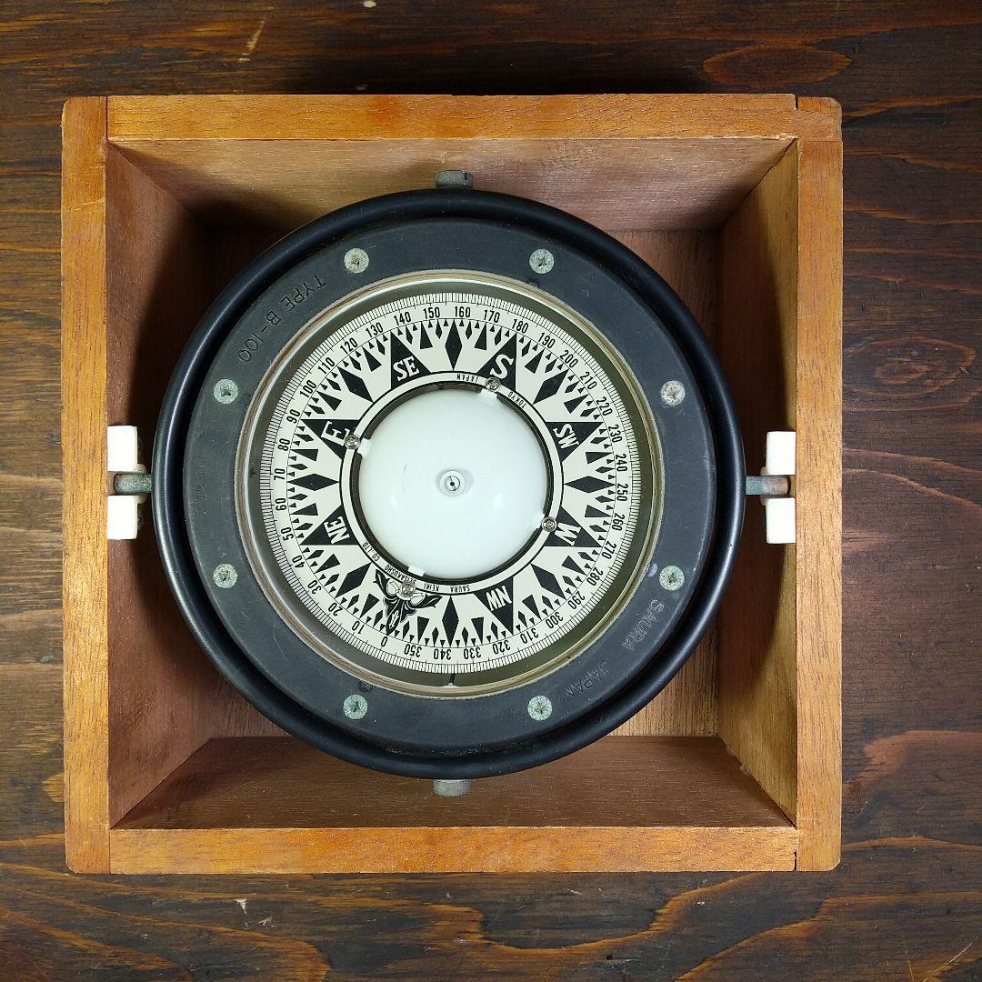 羅針盤 船舶用 船舶用羅針盤 佐浦計器製作所 コンパス 木製ケース付きB