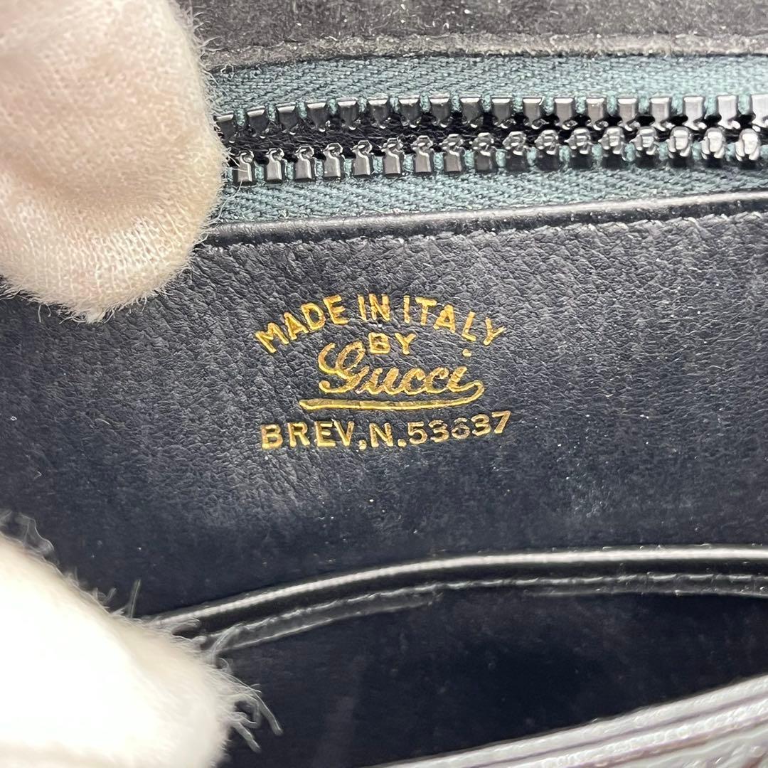 GUCCI ワンショルダーバッグ 肩掛け ゴールド金具 タイガー エナメル 黒