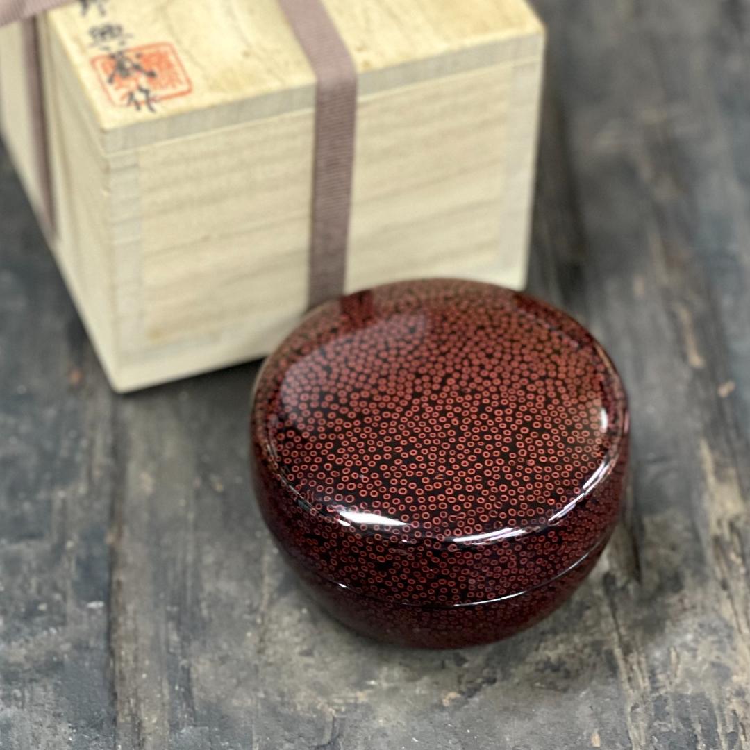 473津軽七々子塗 平棗 藤野興蔵作 茶道具 漆器 漆作家 共箱