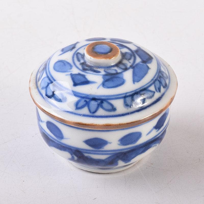 中国 新渡青花 花文 蓋壺 小壷 スンコロク 宋胡録 時代箱