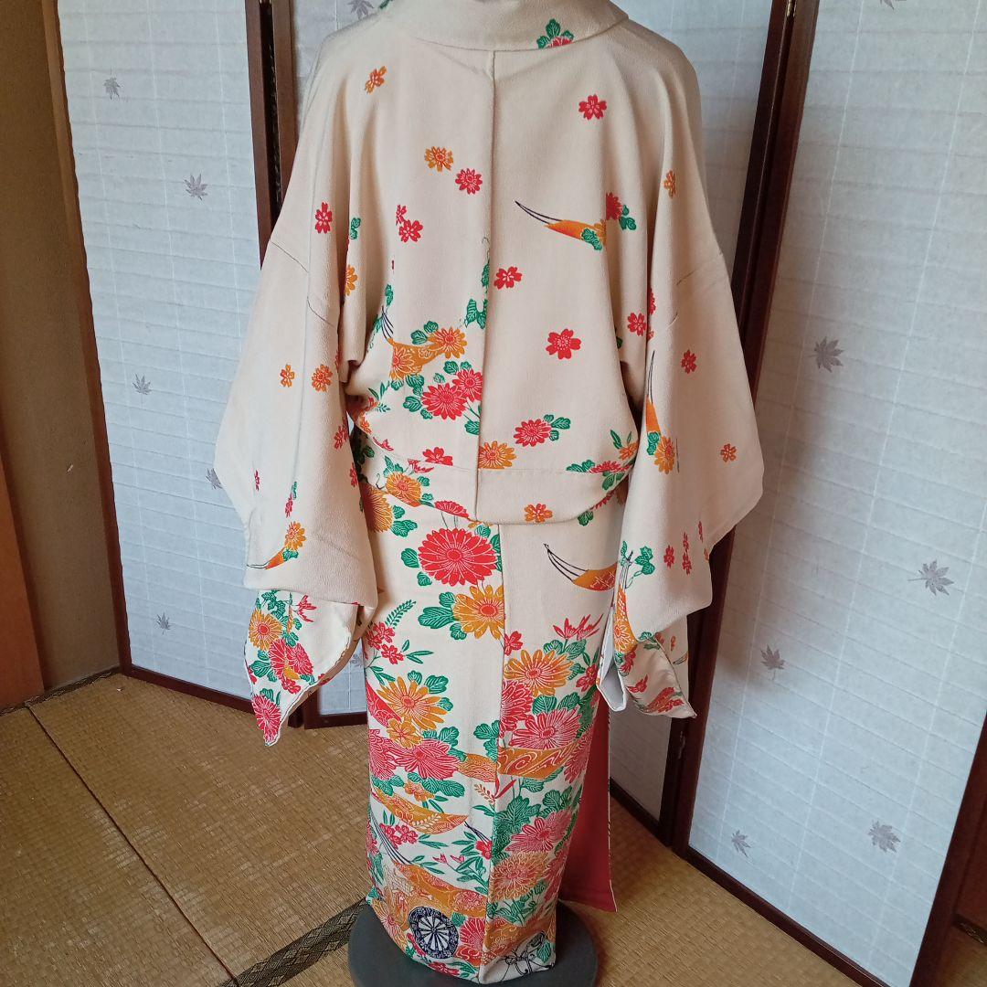 4055未使用美品 紅型 縮緬 中振袖 袷 ベージュで可愛い! - メルカリ