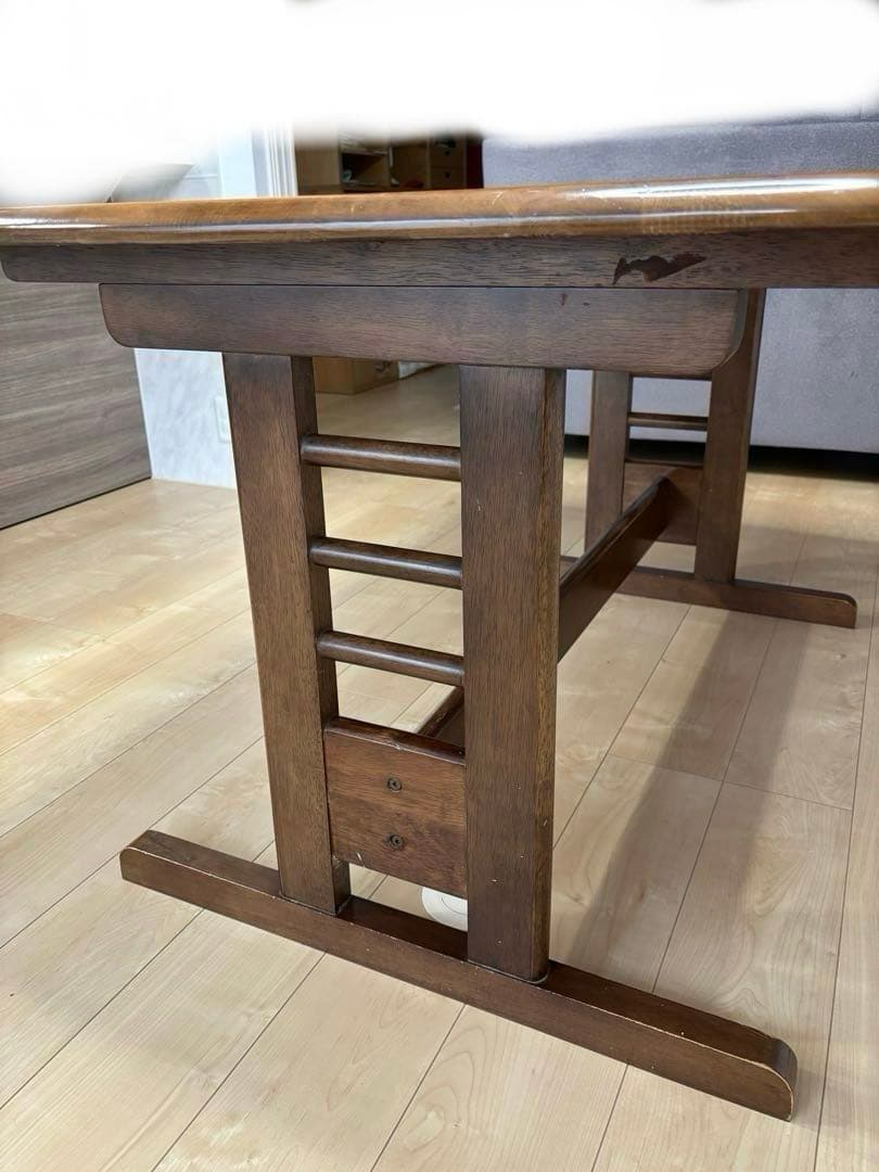 アンティーク風 無垢材 ダイニングテーブル（4人掛け・ブラウン）