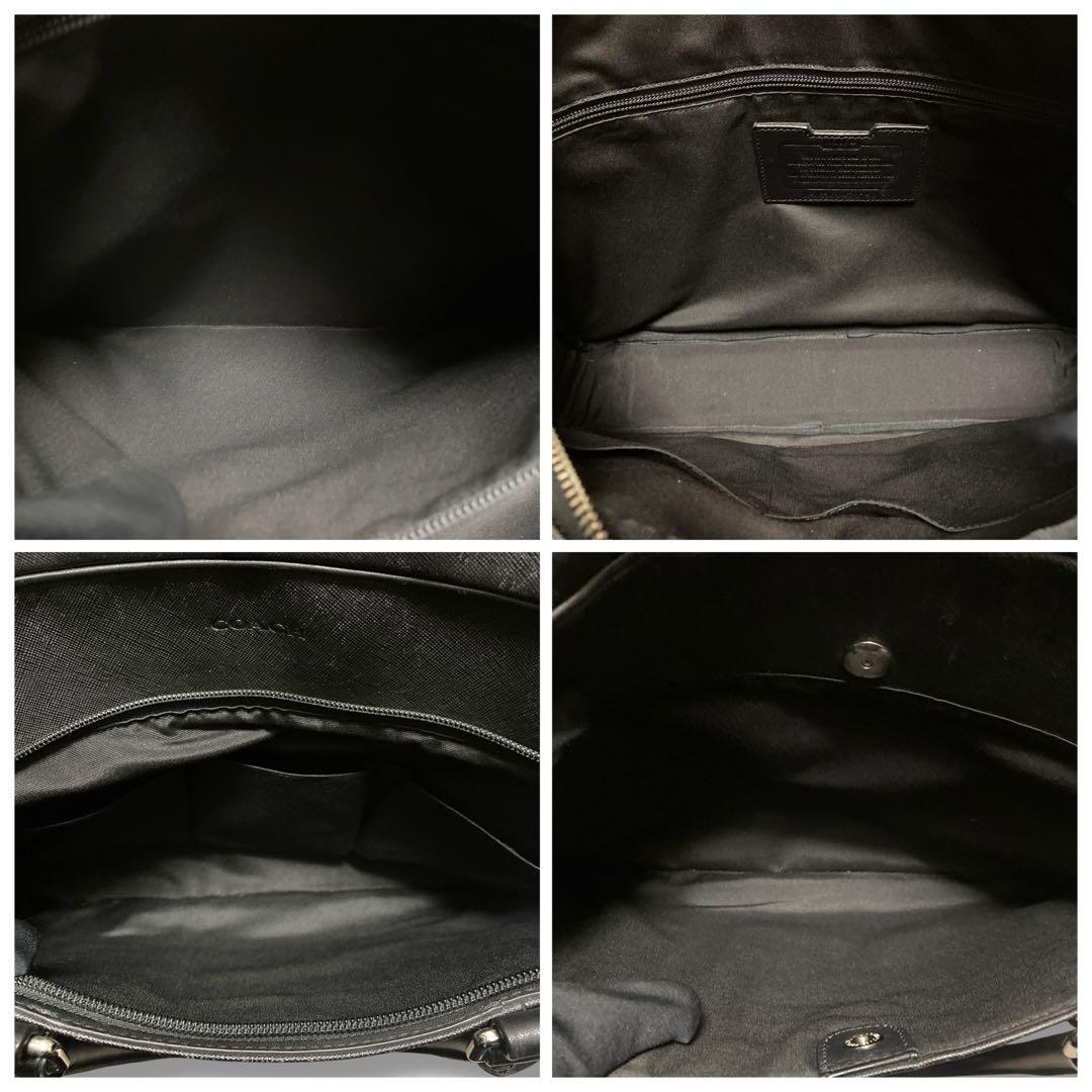 美品　コーチ　ビジネスバッグ　2way　A4収納可　レザー　ブラック