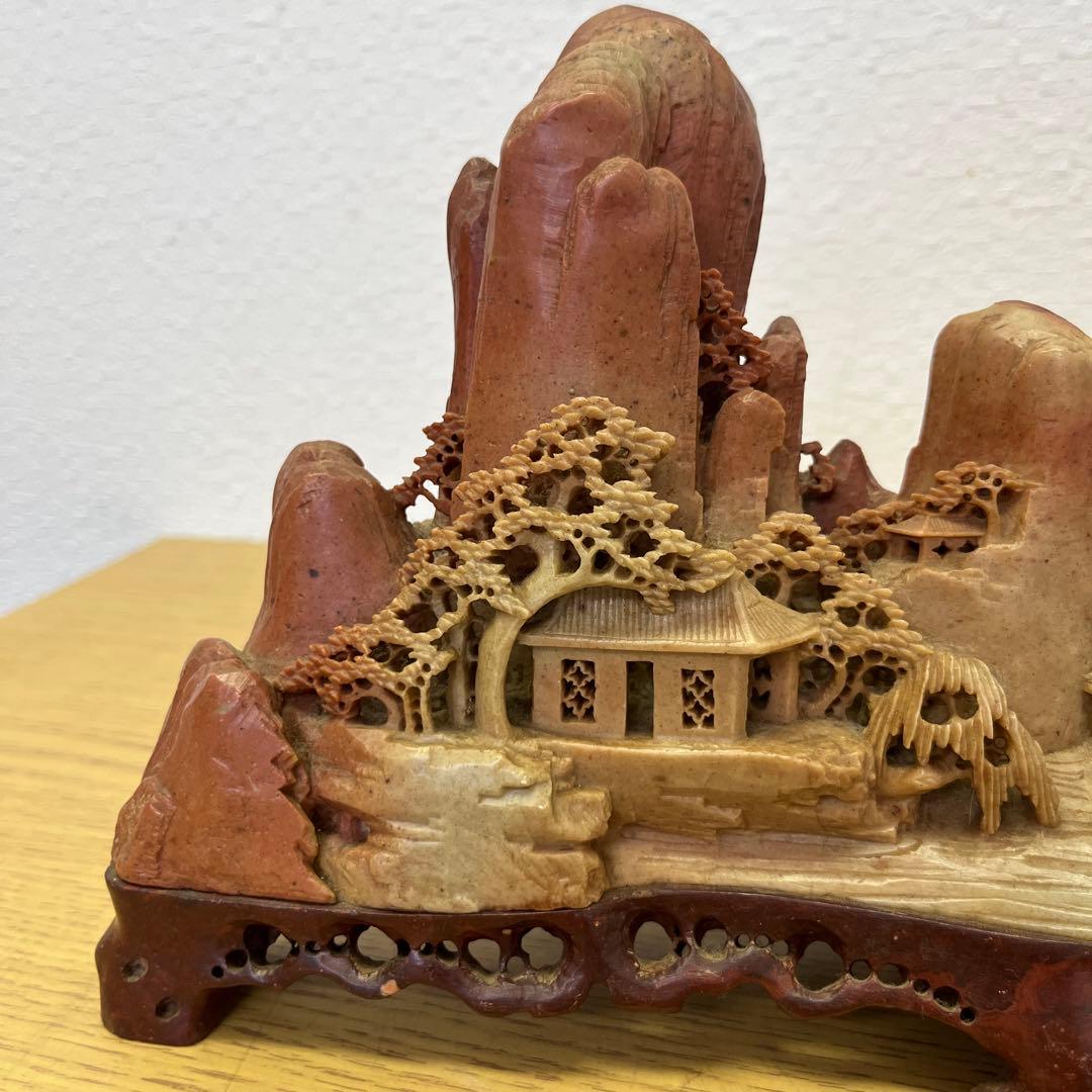 中国美術 石彫刻 山水風景 オブジェ インテリア アンティーク - メルカリ