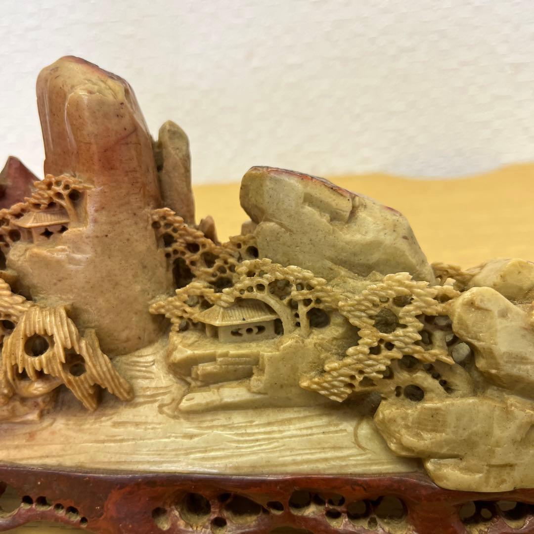 中国美術 石彫刻 山水風景 オブジェ インテリア アンティーク - メルカリ