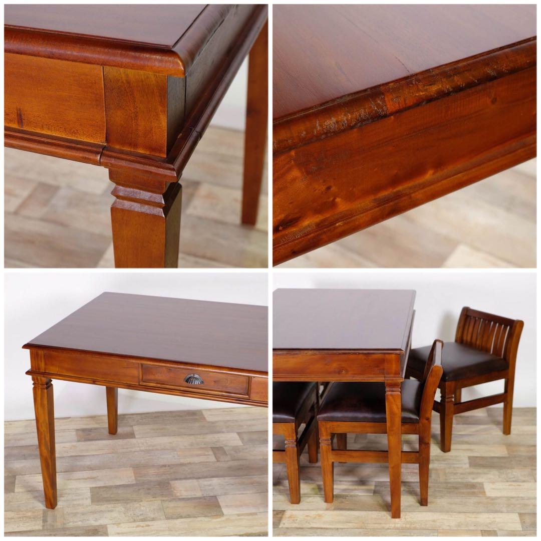 A 新品 アジアン ダイニングテーブル L コロニアル 4人 カントリー