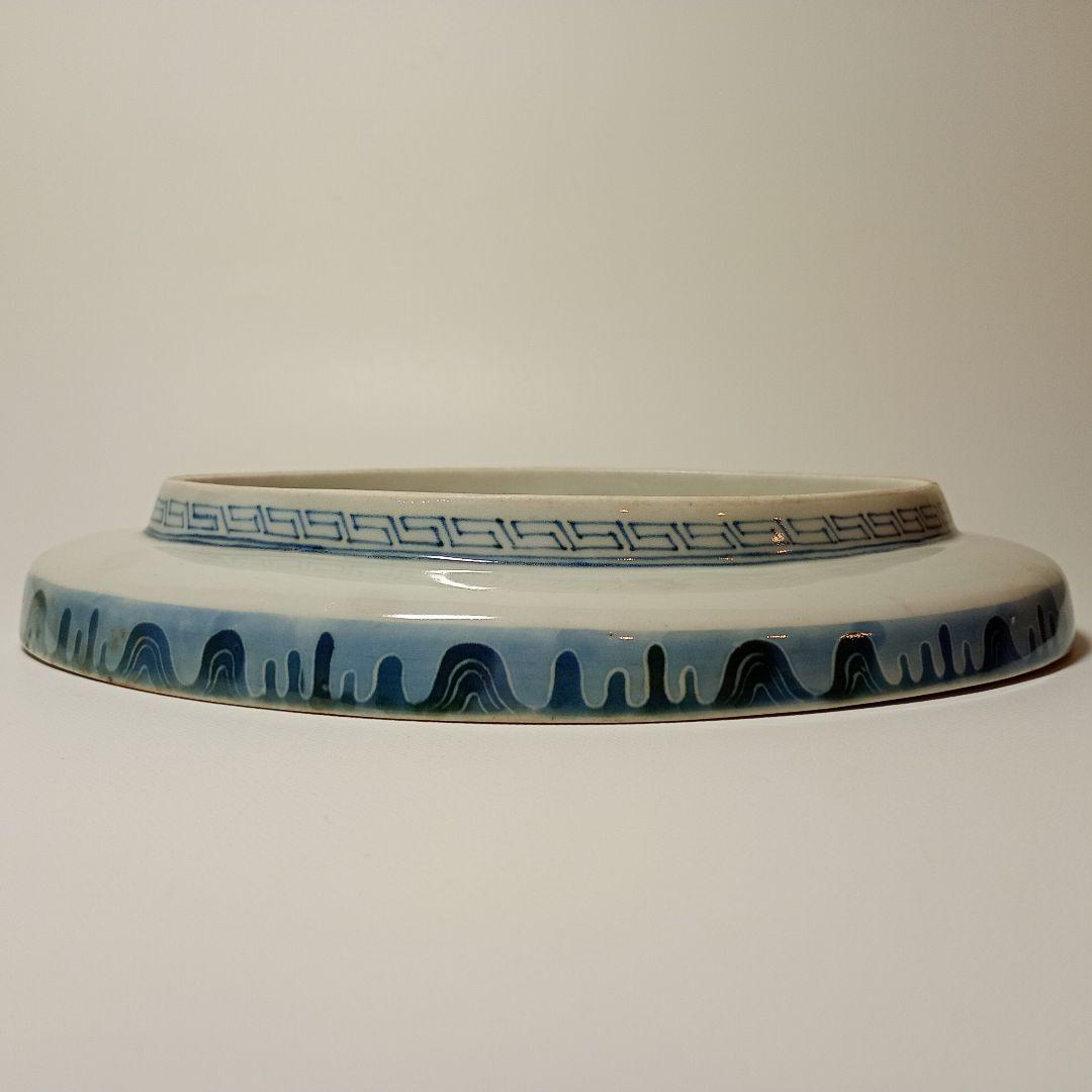藍九谷様式 伊万里焼 染付 瓜型 鉢 水指 古民藝 Q2281 藍九谷様式