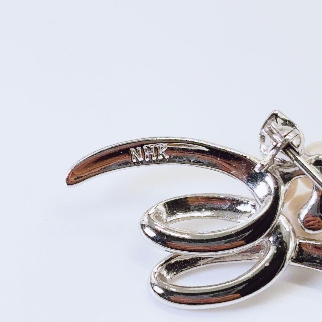 希少 ミキモト パール ブローチ アコヤ 4.5〜5.0mm NHK シルバー