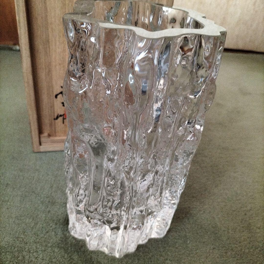 日本芸術院賞、各務鉱三作クリスタル花瓶 未使用