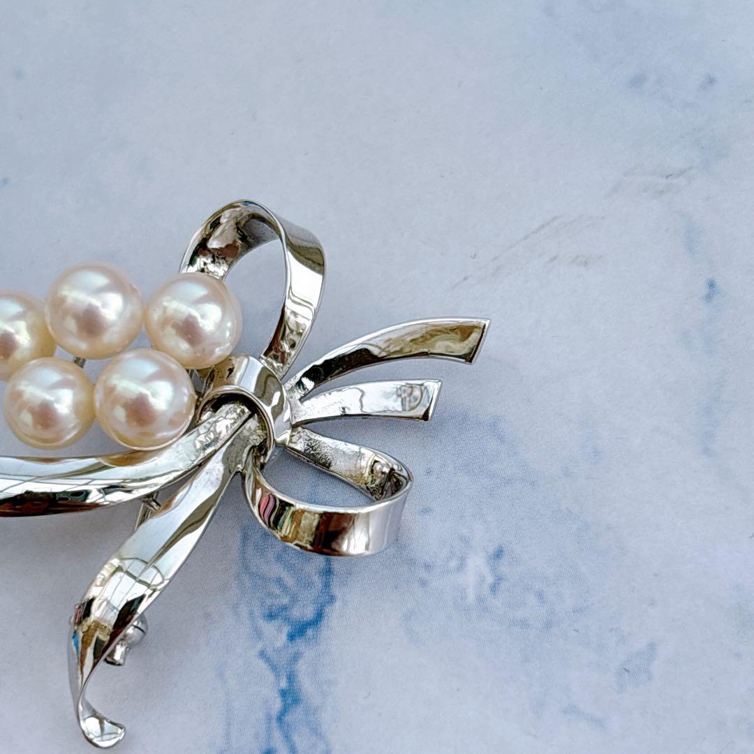 美品 MIKIMOTO あこやパール ブローチ コサージュ リボン 愛子様