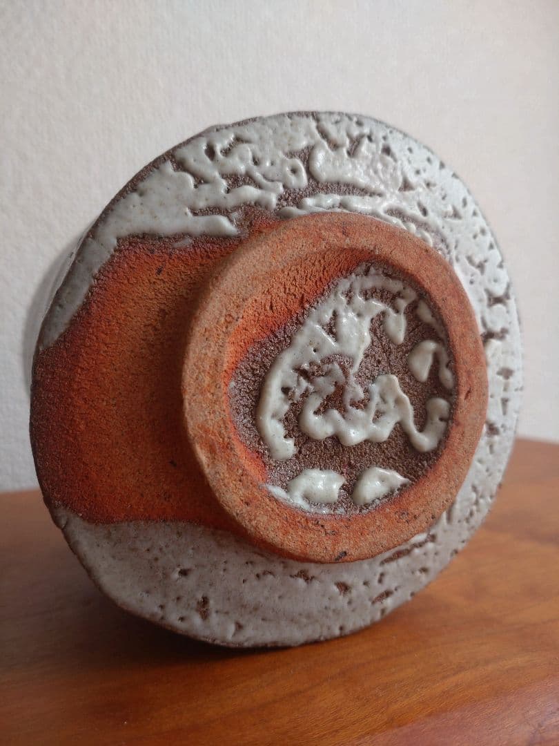 唐津の巨匠】丸田宗彦唐津筒茶盌窯変梅花皮内田皿屋窯