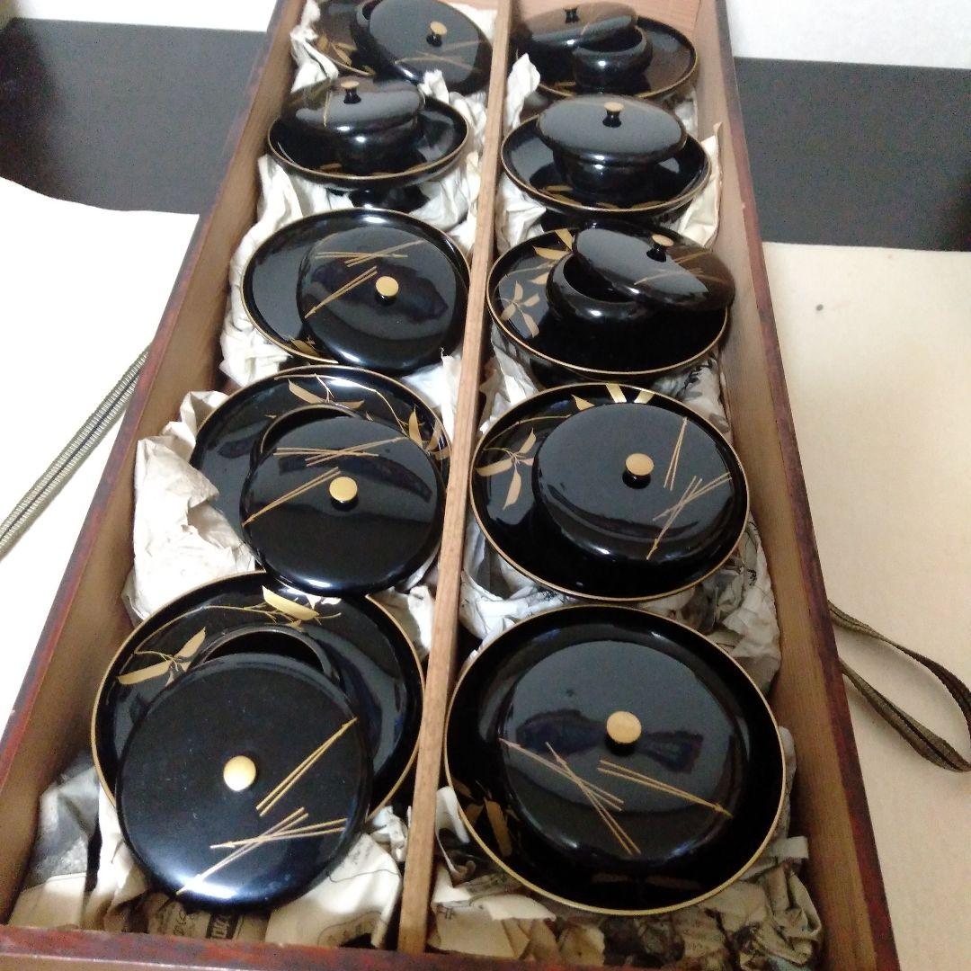 木製漆塗松竹梅蒔絵 茶台十客