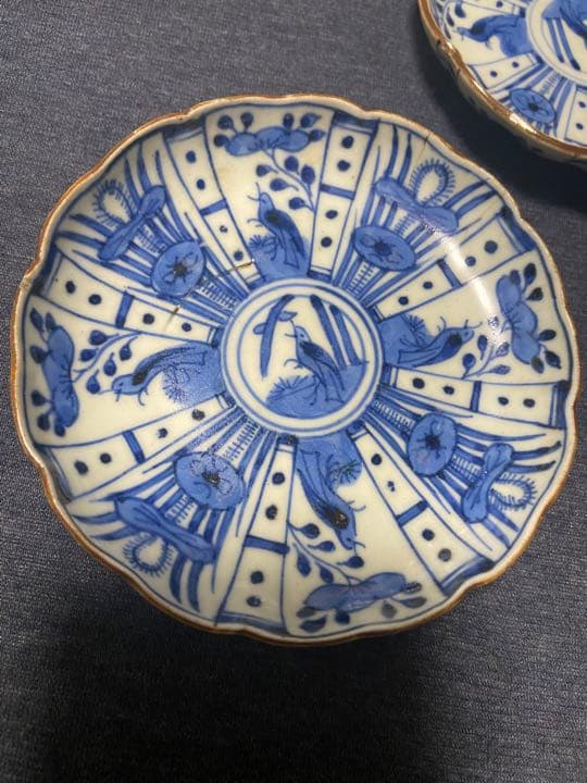 明時代 大皿 中国古美術 花鳥 青花