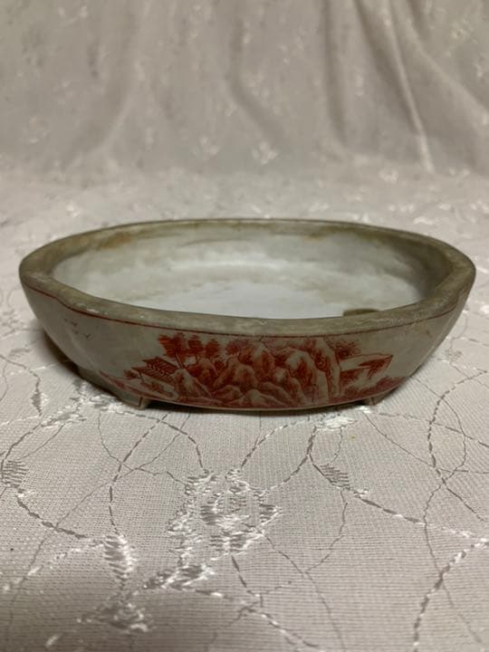 桃源　楕円　絵鉢