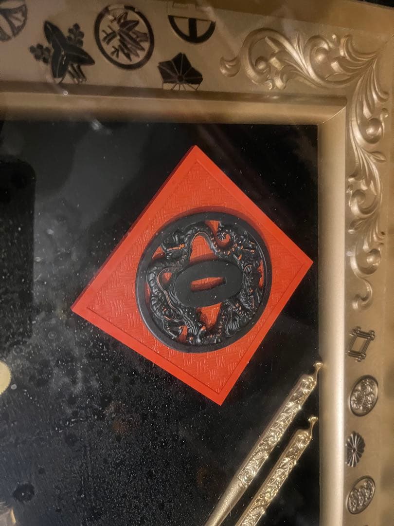 日本刀模造刀額飾り 、模造刀額飾り 武家三大家家紋付き 、徳川 、織田 、豊臣