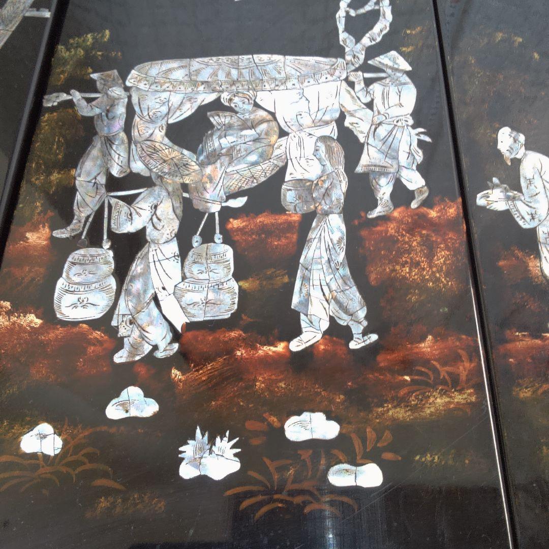 骨董4手彫り漆器 伝統的農村風景 4枚セット - メルカリ