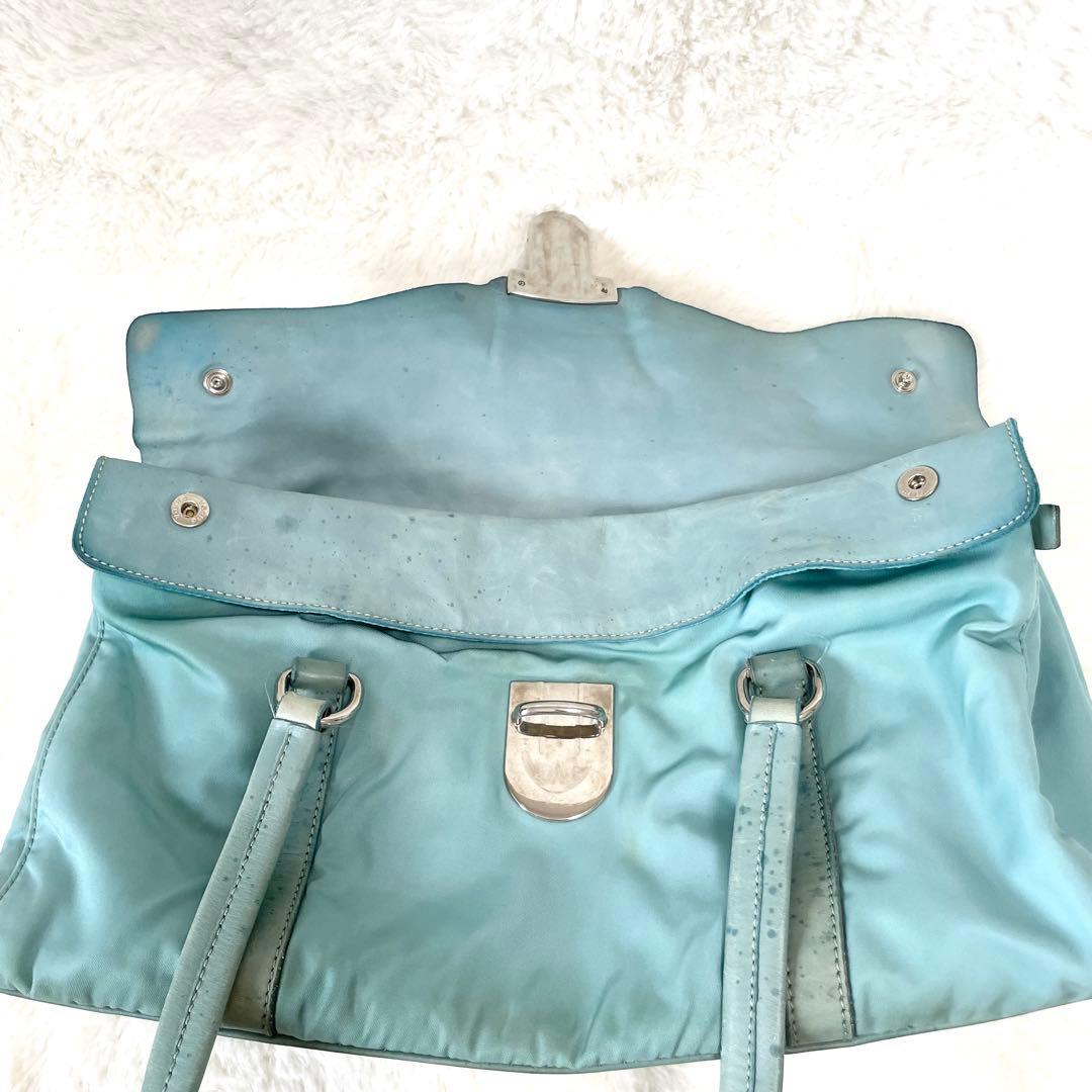 【極希少★】プラダ ハンドバッグ アニス ポコノ anice 三角ロゴ プレート