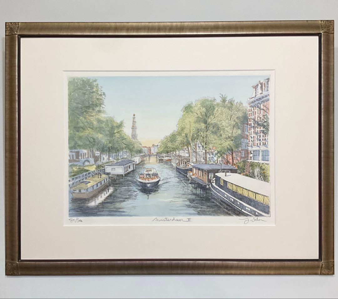 絵画・額・織田義郎・アムステルダム・オランダ・銅版画+手彩色