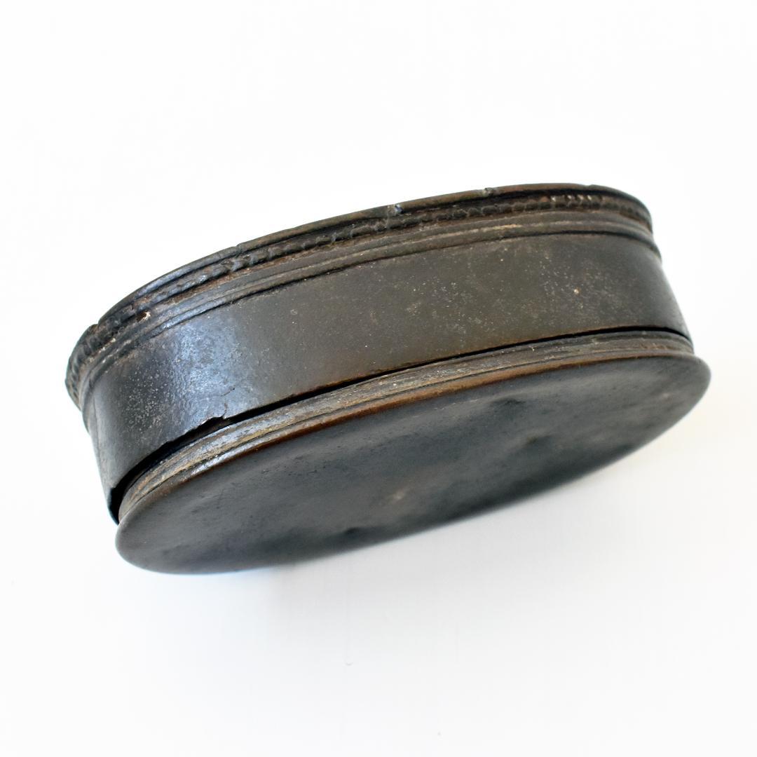 タイ北部ラーンナー美術 19世紀 青銅製 蓋付蒟醤容器 ケース/古銅/民藝/民芸