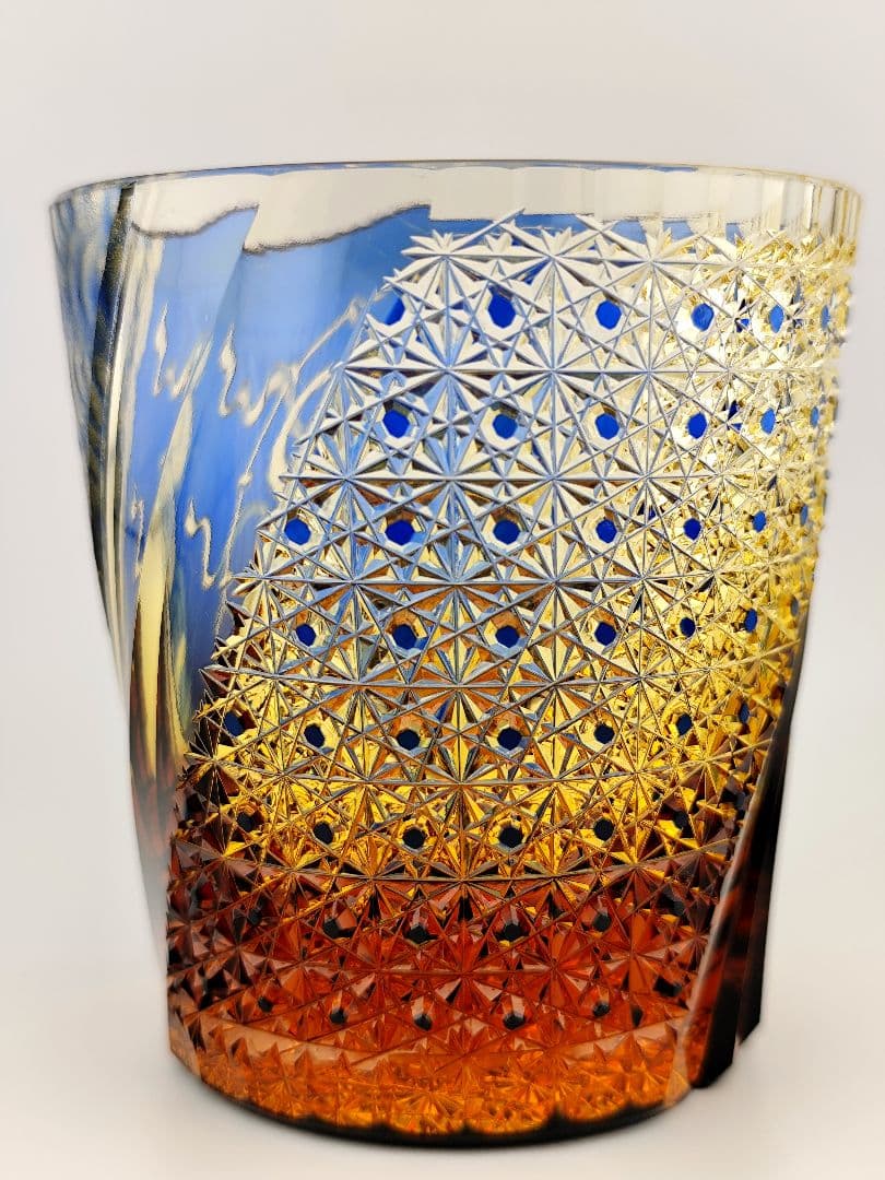 最上位作☆但野英芳☆江戸切子『雷神』ロックグラス（切子 江戸切子