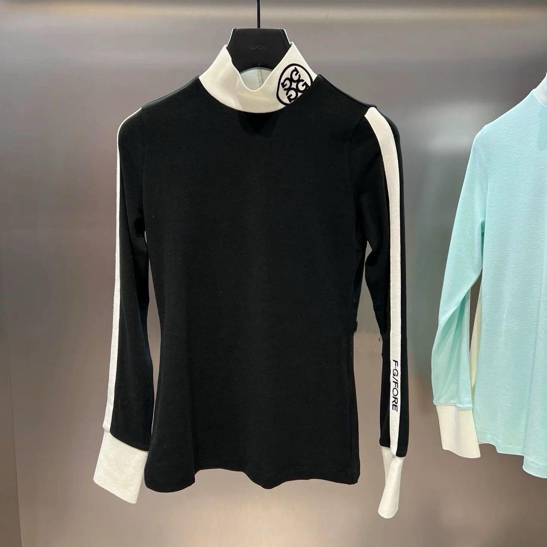 【M】G/FORE ジーフォア ゴルフ カットソー 起毛 モックネック長袖T 黒