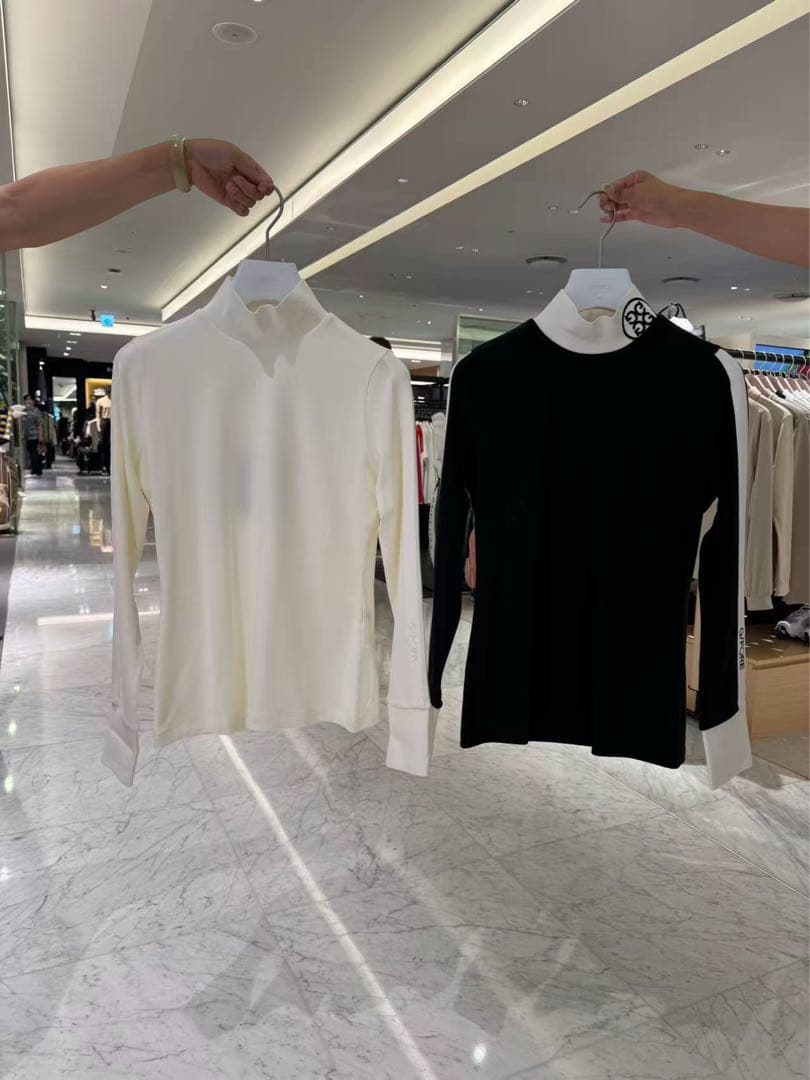 【M】G/FORE ジーフォア ゴルフ カットソー 起毛 モックネック長袖T 黒