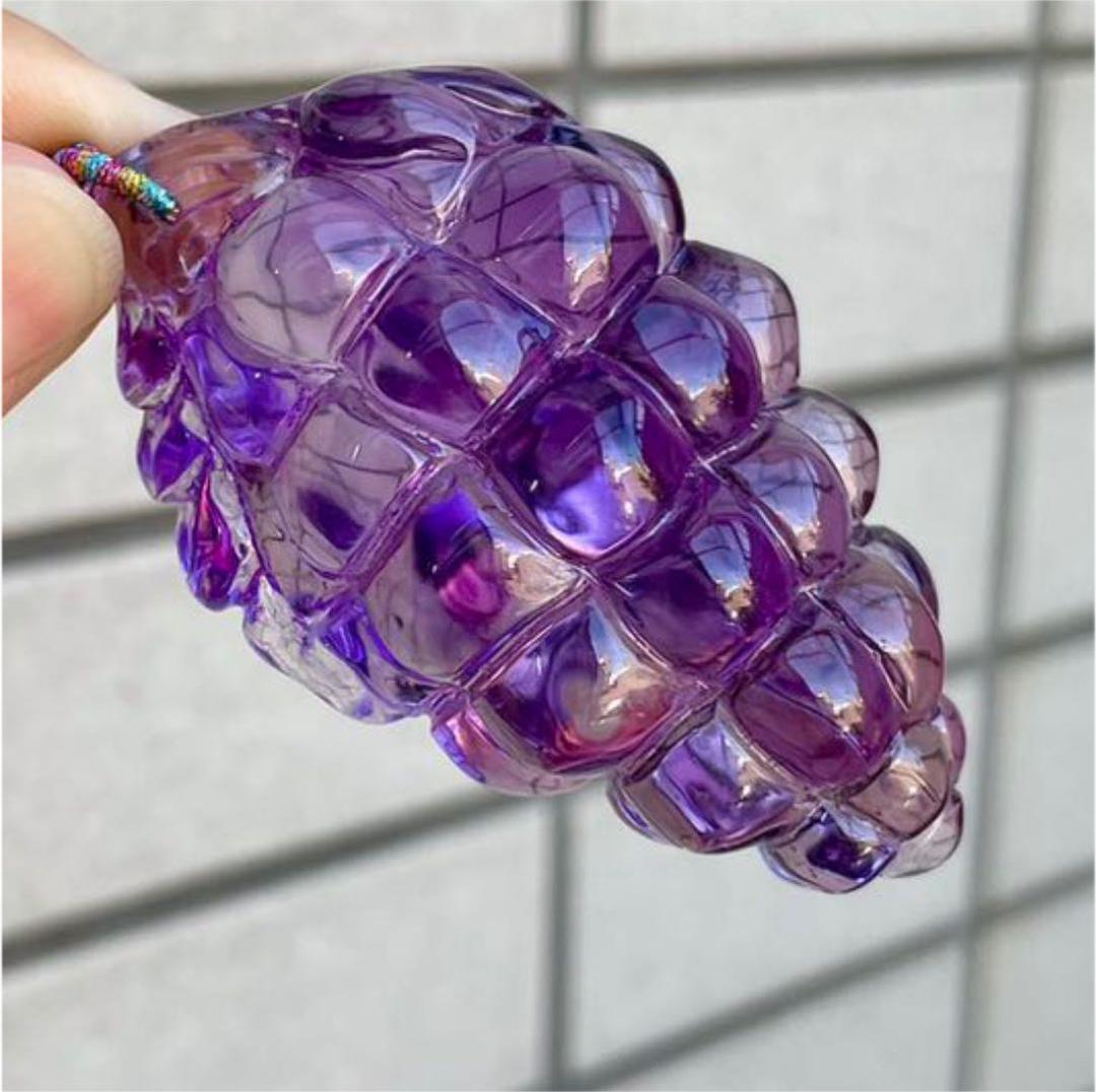 上品超透明アメジストぶどう彫刻ネックレス縁結び子孫商売繁盛天然石水晶