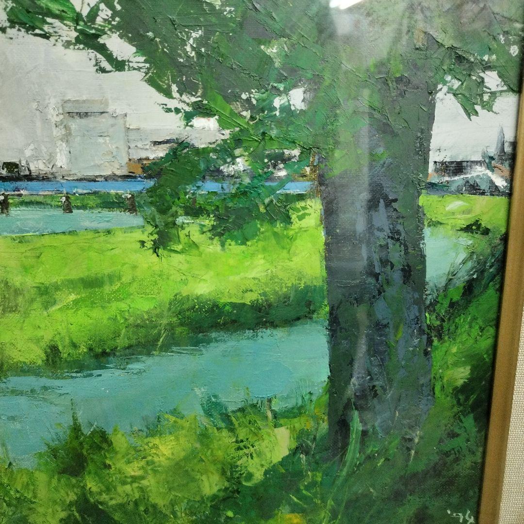 五十畑勝吉　羽咋川　油絵　油彩画