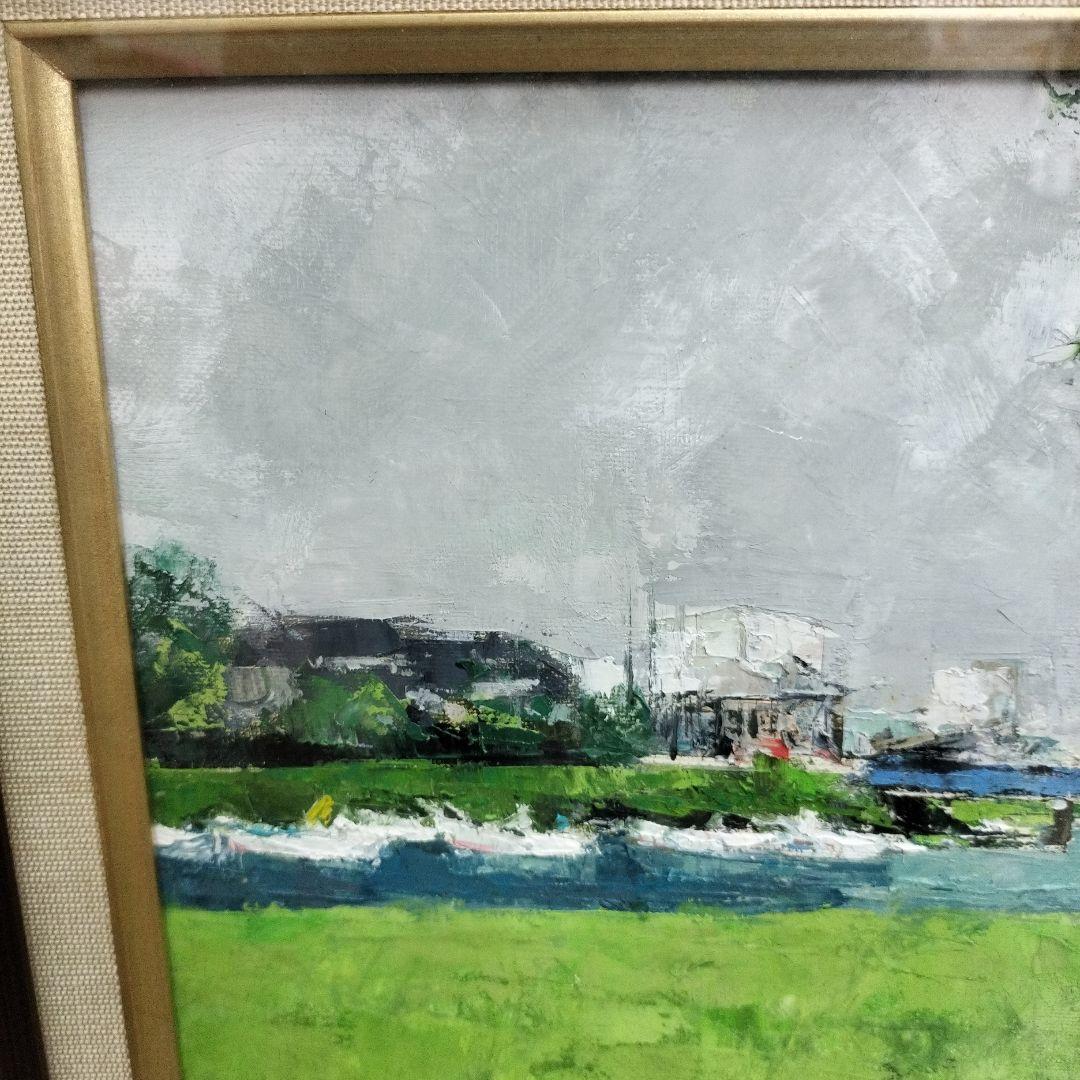 五十畑勝吉　羽咋川　油絵　油彩画