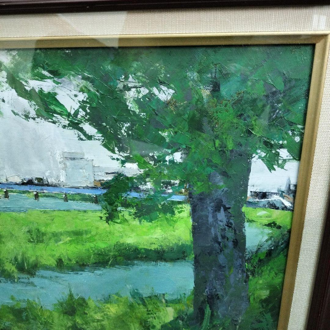 五十畑勝吉　羽咋川　油絵　油彩画